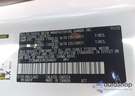 2024 Lexus Rx 350 Luxury из США, поврежденный, VIN 2T2BAMCA1RC048607